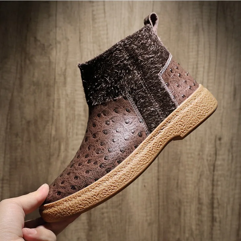 Designer Handmade Men's Boots Genuine Leather Mid-Calf Side Zip Autumn Winter Warm Work Boots British Retro Chelsea Ankle Boots
Designer Handmade Men's Boots Genuine Leather Mid-Calf Side Zip Autumn Winter Warm Work Boots British Retro Chelsea Ankle Boots