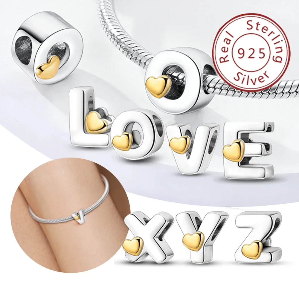 Sterling Silver 925 DIY Alphabet Charms Beads LOVE Heart Letter Gift Fit Original Pandora Bracelet for Women Jewelry Diy
Sterling Silver 925 DIY Alphabet Charms Beads LOVE Heart Letter Gift Fit Original Pandora Bracelet for Women Jewelry Diy
