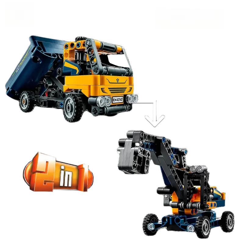 Technology Dump Truck 2-in-1 Brick Set Model Construction toys, buildable construction vehicles or excavator building block toy
Technology Dump Truck 2-in-1 Brick Set Model Construction toys, buildable construction vehicles or excavator building block toy