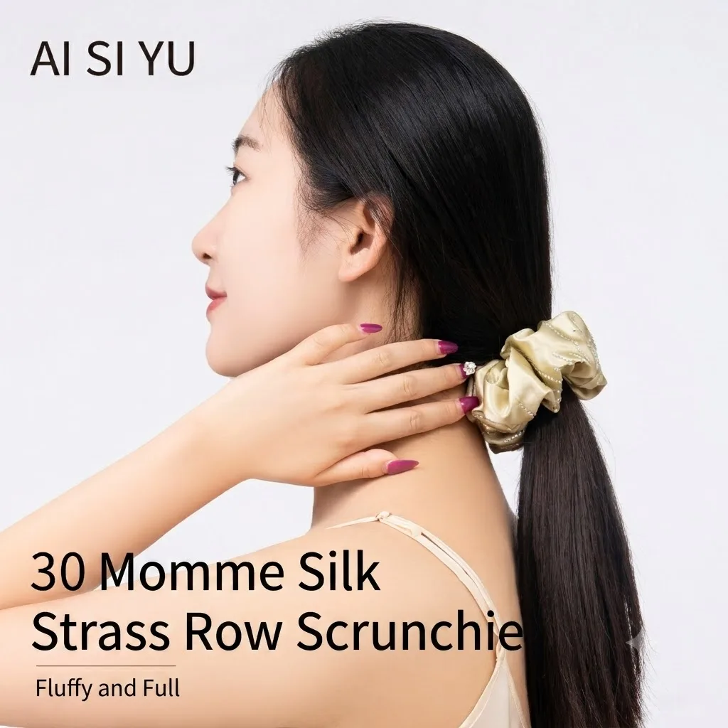 30 Momme 100% Mulberry Silk Scrunchies for Hair, 6A Grade Pure Silk Hair Ties with Luxury Rhinestone Row, Soft Fluffy Large Hair
30 Momme 100% Mulberry Silk Scrunchies for Hair, 6A Grade Pure Silk Hair Ties with Luxury Rhinestone Row, Soft Fluffy Large Hair