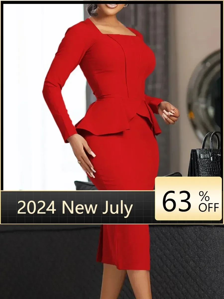 Plus Size Autumn And Winter New Long Sleeved Fashionable Commuting Temperament Elegant Ruffled Square Neckline Pencil Dress
Plus Size Autumn And Winter New Long Sleeved Fashionable Commuting Temperament Elegant Ruffled Square Neckline Pencil Dress