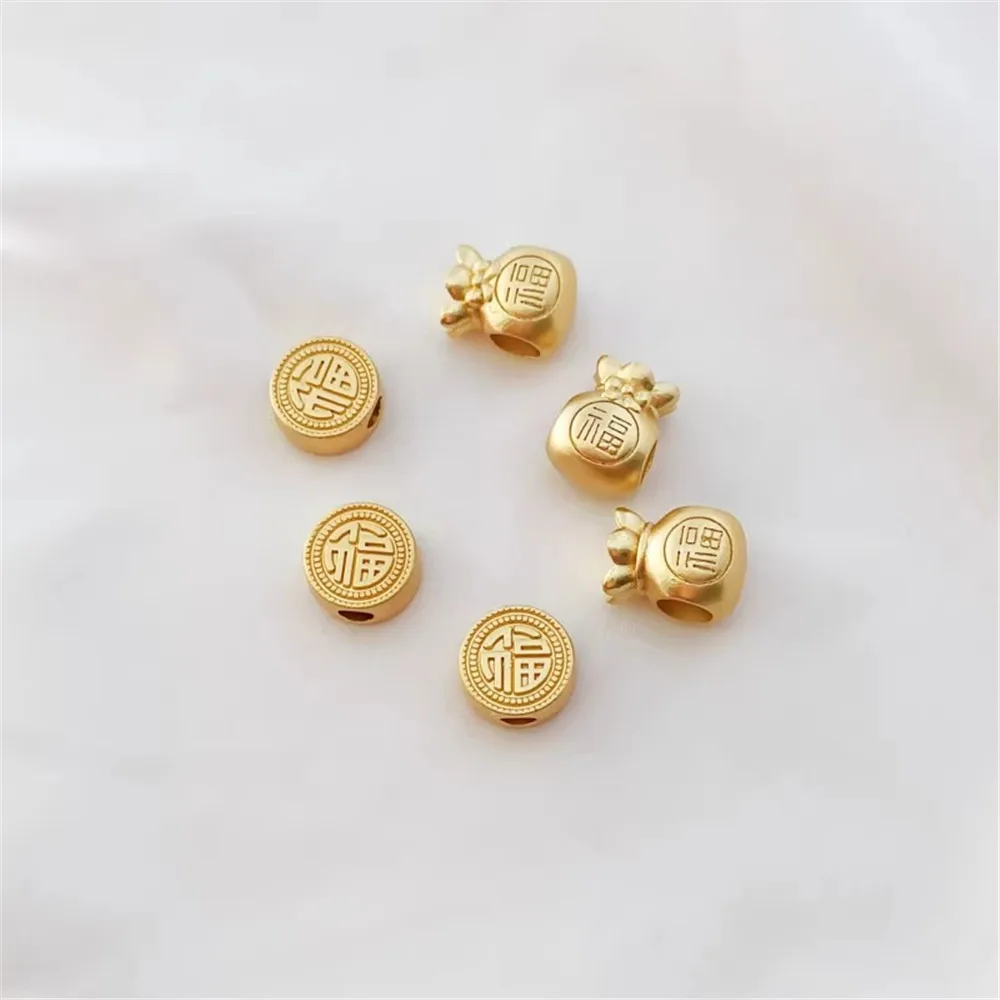 18K Gold-plated Matte Gold Large-hole "Fu" Character Beads Spacer Beads Loose Bracelet DIY Handmade Jewelry Accessory Materials
18K Gold-plated Matte Gold Large-hole "Fu" Character Beads Spacer Beads Loose Bracelet DIY Handmade Jewelry Accessory Materials