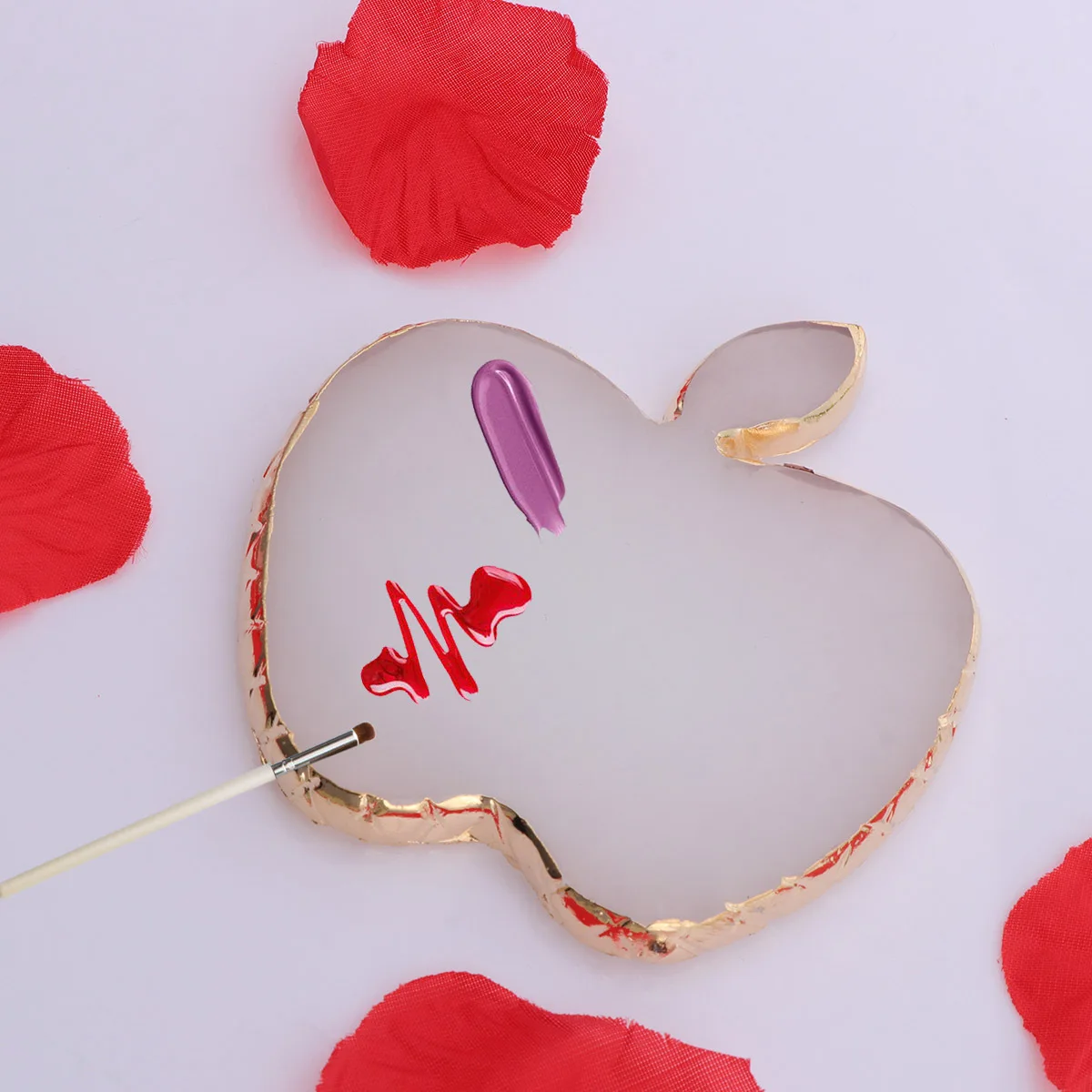 Resin Apple Shaped Manicure Palette Gold Brim Nails Color Plate White Professional Nail Art Tool Smooth Texture
Resin Apple Shaped Manicure Palette Gold Brim Nails Color Plate White Professional Nail Art Tool Smooth Texture
