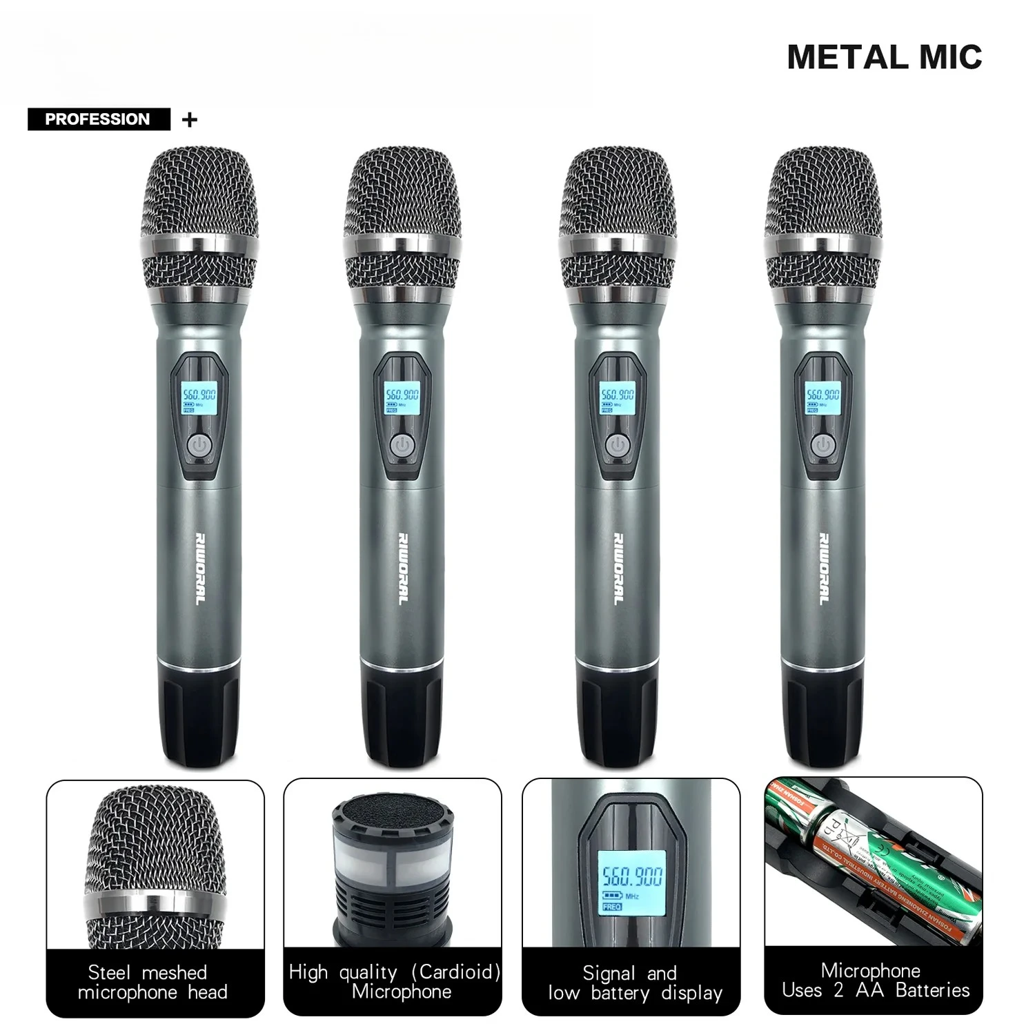 RV-4 4channel Factory Direct Sales Wireless Studio Recording Microphone for Singing
RV-4 4channel Factory Direct Sales Wireless Studio Recording Microphone for Singing