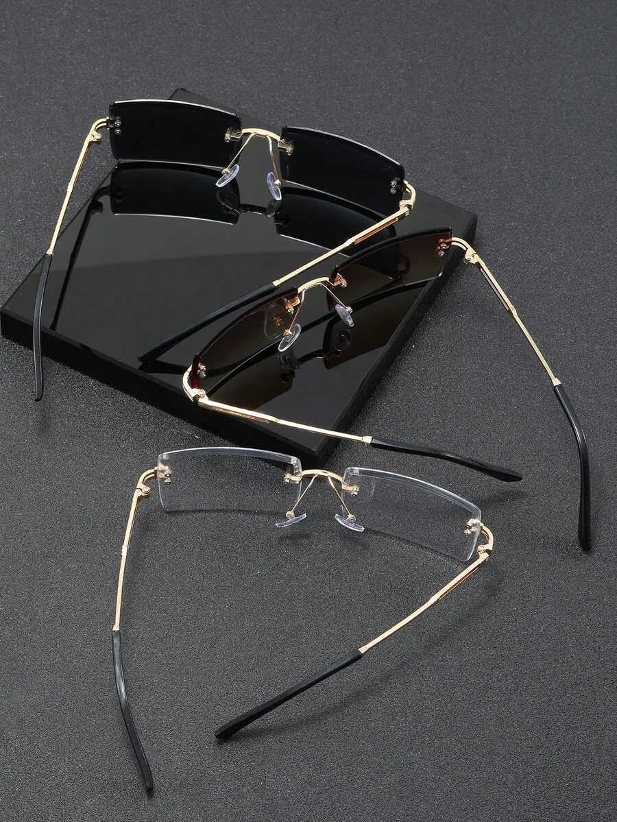 3pcs Set Mens Rectangular Rimless Metal Fashion Glasses For Daily Outdoor Travel
3pcs Set Mens Rectangular Rimless Metal Fashion Glasses For Daily Outdoor Travel