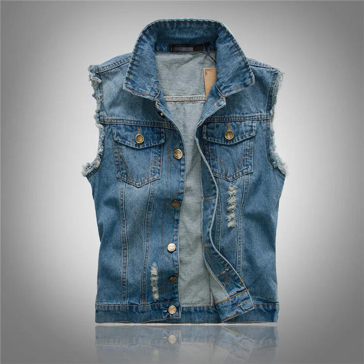 New Korean Version Slim Fit Men's Denim Vest Light Waistcoat Trend Hole Large Tank Top
New Korean Version Slim Fit Men's Denim Vest Light Waistcoat Trend Hole Large Tank Top