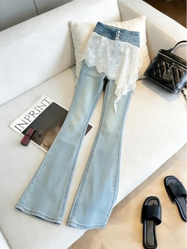 Spring New Blue Denim High Waist Slimming Design Small Fragrance Style Micro Flared Patchwork Long Pants Women Casual Straigh...
Spring New Blue Denim High Waist Slimming Design Small Fragrance Style Micro Flared Patchwork Long Pants Women Casual Straigh...