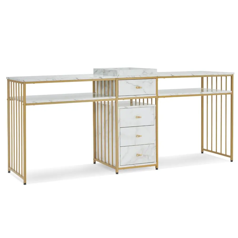 Acetone Resistant Nail Table with Metal Frame, Double Manicure Desk for Nail Tech, Manicure Salon Storage Beauty Station 2456
Acetone Resistant Nail Table with Metal Frame, Double Manicure Desk for Nail Tech, Manicure Salon Storage Beauty Station 2456