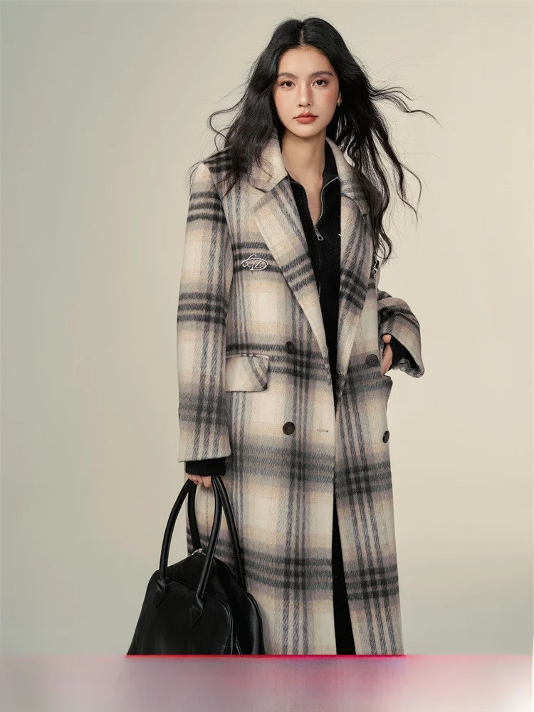 CHILL ZOEY Winter Plaid Woolen Coat Women's Outerwear Spring Autumn High-End Feeling Straight Cut Commute Sle Long Sve
CHILL ZOEY Winter Plaid Woolen Coat Women's Outerwear Spring Autumn High-End Feeling Straight Cut Commute Sle Long Sve