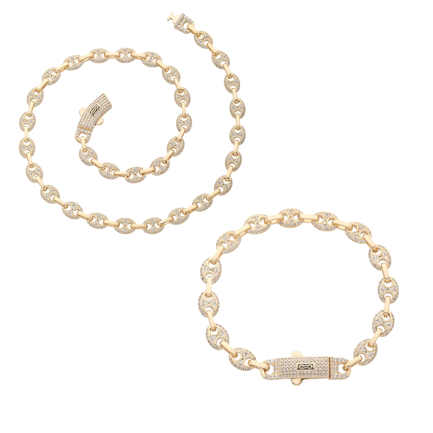 VCT New Monaco Cuban Chain 8mm Chocolate Bean Bracelet and Necklace inlaid with Zirconia Copper Free Shipping
VCT New Monaco Cuban Chain 8mm Chocolate Bean Bracelet and Necklace inlaid with Zirconia Copper Free Shipping