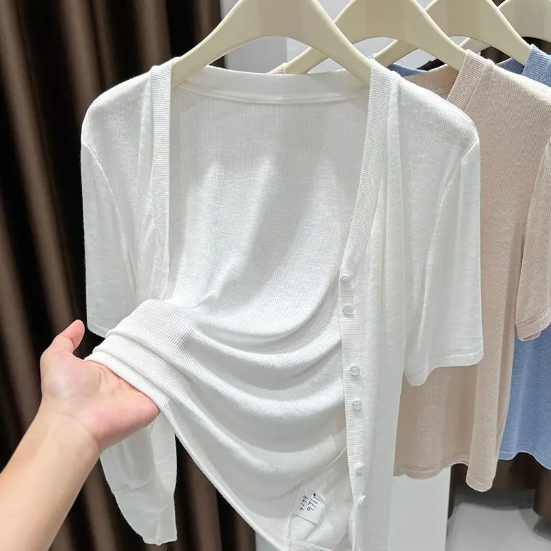 plus Size Knitted ort Sve Open Cardigan Women's Summer Outerwear Lightweight Sun Protection V-Ne Button-Up Casual Top
plus Size Knitted ort Sve Open Cardigan Women's Summer Outerwear Lightweight Sun Protection V-Ne Button-Up Casual Top