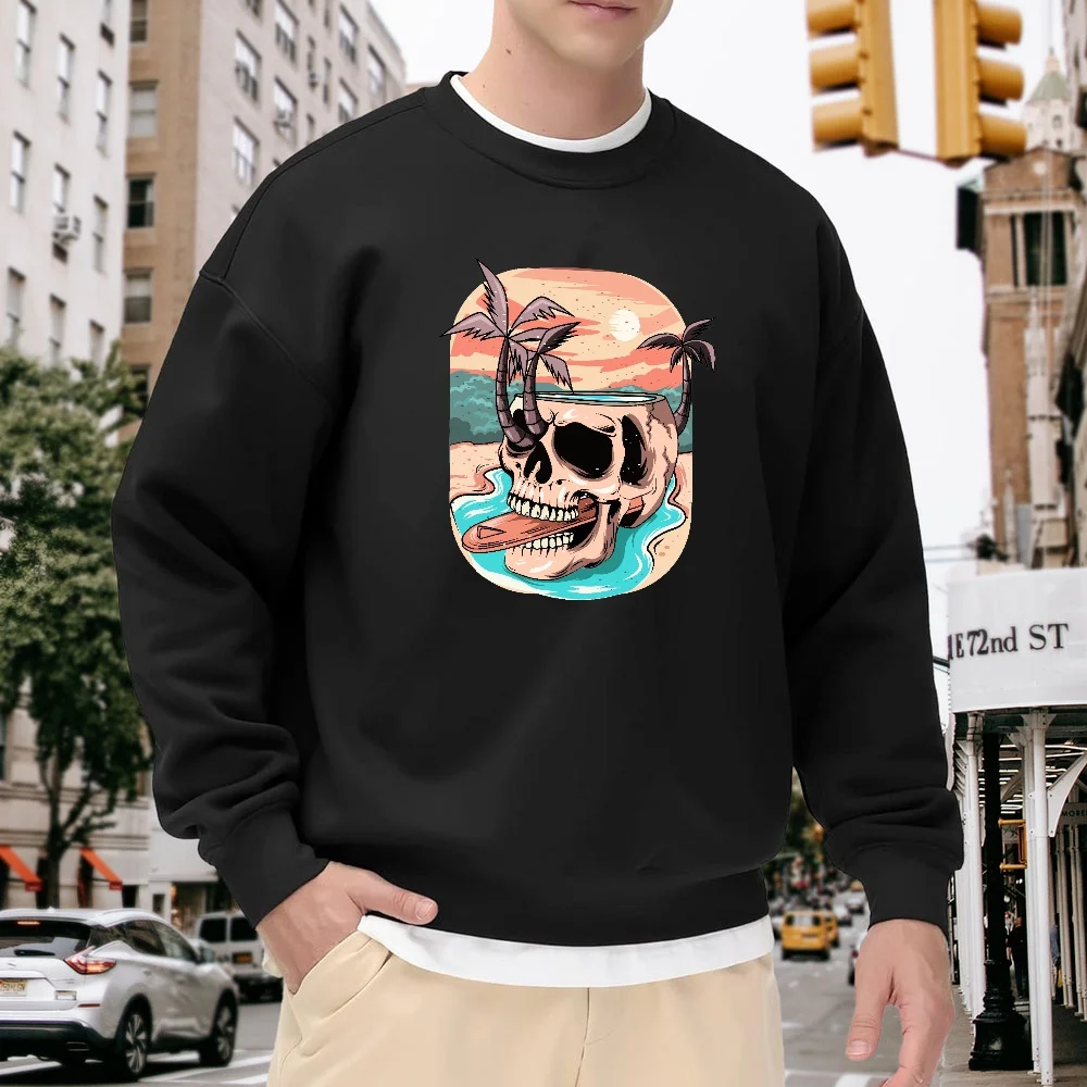 Men's Black Crew Neck Pullover Sweatshirt, Loose Casual Street Style, Fun Skull Print Top, Versatile Trendy Style for Everyday Wear, Comfortable and Soft Polyester Fabric
Men's Black Crew Neck Pullover Sweatshirt, Loose Casual Street Style, Fun Skull Print Top, Versatile Trendy Style for Everyday Wear, Comfortable and Soft Polyester Fabric