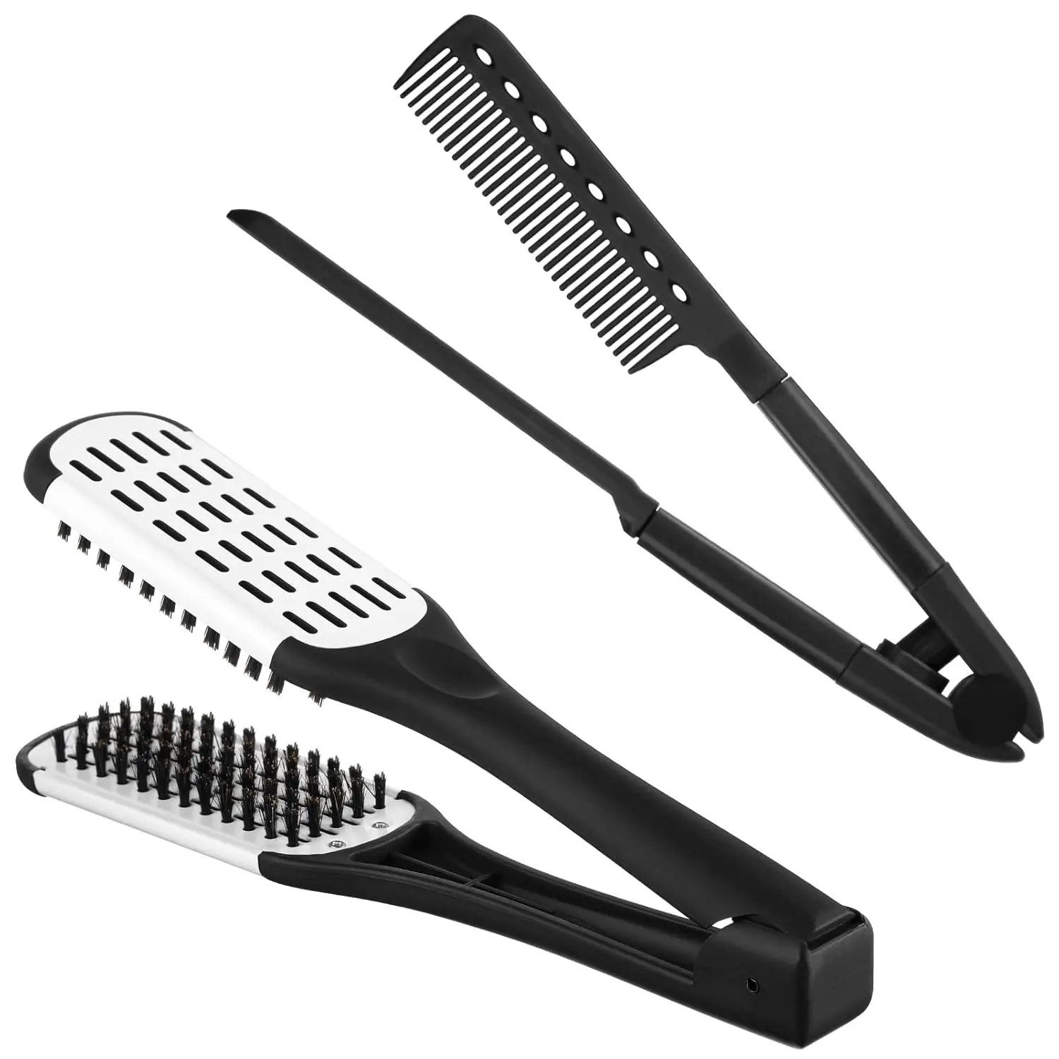 2 Pcs Boar Bristle Brushes - Double Sided Clamp Brush & V-Shaped Comb for Straightening & Smoothing Hair
2 Pcs Boar Bristle Brushes - Double Sided Clamp Brush & V-Shaped Comb for Straightening & Smoothing Hair