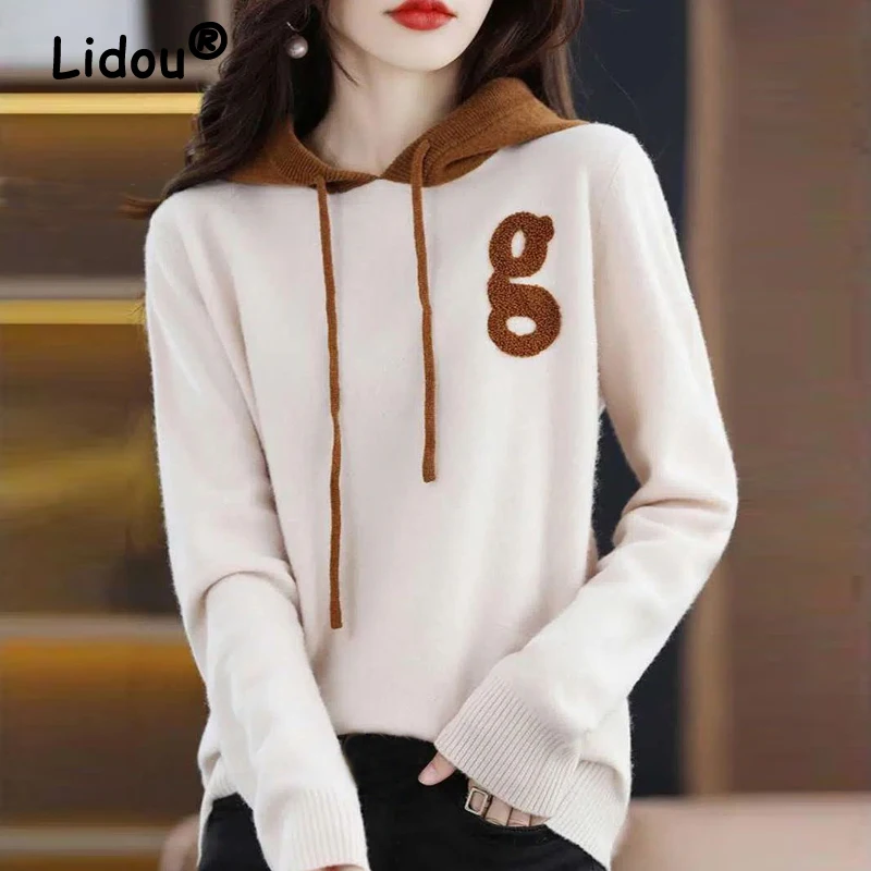 New Spring Autumn Women Casual Streetwear Soft Hooded Knitted Sweater Contrast Color Loose Long Sleeve Pullovers Female Clothing
New Spring Autumn Women Casual Streetwear Soft Hooded Knitted Sweater Contrast Color Loose Long Sleeve Pullovers Female Clothing