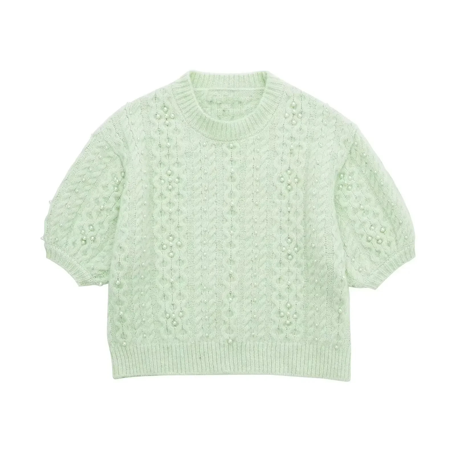 Women's 2024 New Fashion Artificial Pearl Decoration Short O Neck Knitted Top Retro Short Sleeve Women's Pullover Unique Top
Women's 2024 New Fashion Artificial Pearl Decoration Short O Neck Knitted Top Retro Short Sleeve Women's Pullover Unique Top