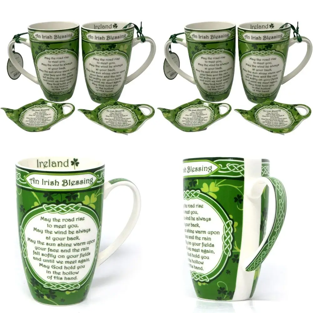 Irish Bling 4-2 Mugs Tea Set with 2 Tea Bag Holders, Teabag Plate, and May The Road Rise Bone China Kitchenware
Irish Bling 4-2 Mugs Tea Set with 2 Tea Bag Holders, Teabag Plate, and May The Road Rise Bone China Kitchenware