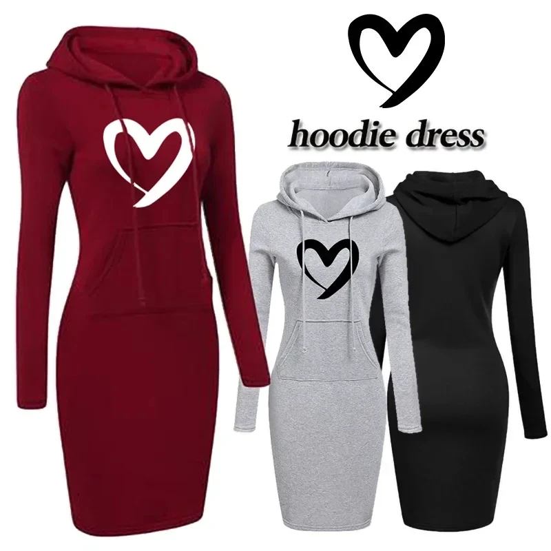 Spring Autumn Solid Women's Long Sleeve Pocket Hooded With Heart Shape Printed Sweatshirt Hoodies Dress Slim Long Sleeve Dress
Spring Autumn Solid Women's Long Sleeve Pocket Hooded With Heart Shape Printed Sweatshirt Hoodies Dress Slim Long Sleeve Dress