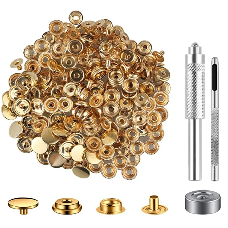50Sets 200PCS Brass Snap Buttons Set,Grommet Eyelets Tool Kit 15mm Outside Diameter Tools for Leather Craft DIY Clothing Shoes
50Sets 200PCS Brass Snap Buttons Set,Grommet Eyelets Tool Kit 15mm Outside Diameter Tools for Leather Craft DIY Clothing Shoes