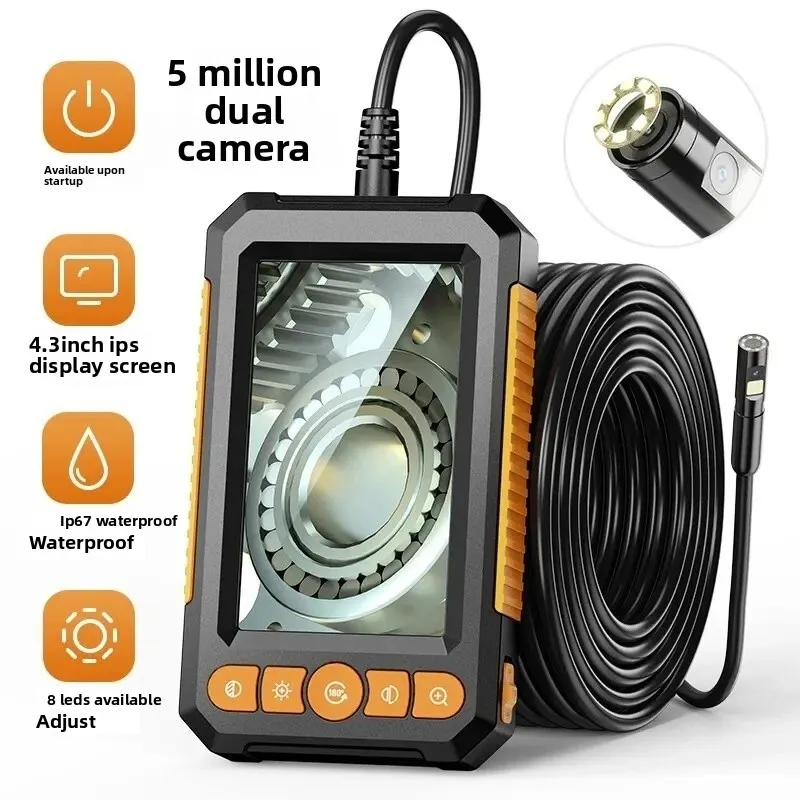 4.3" Screen Dual Lens Borescope, IP67 Waterproof Industrial Endoscope with 8 LEDs, Inspection Camera for Car Engine Cylinder
4.3" Screen Dual Lens Borescope, IP67 Waterproof Industrial Endoscope with 8 LEDs, Inspection Camera for Car Engine Cylinder