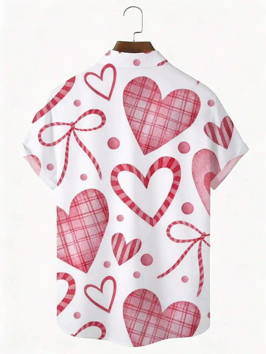 Red Heart And Bow Print Casual Short Sleeve Button Up Shirt For Men Summer
Red Heart And Bow Print Casual Short Sleeve Button Up Shirt For Men Summer