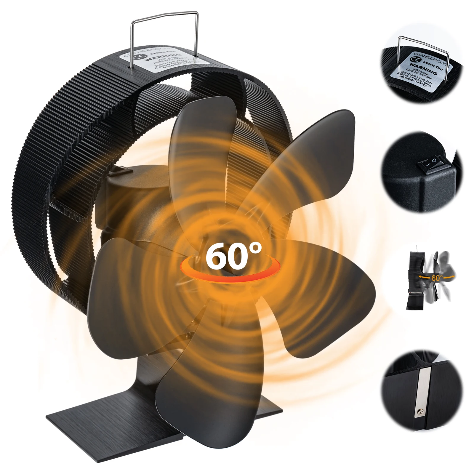 Stove Fan 5 Blade Heat Powered Wood Burner Fireplace Fan Winter Warmer Home Efficient Heat Distribution 60 Degrees Rotating
Stove Fan 5 Blade Heat Powered Wood Burner Fireplace Fan Winter Warmer Home Efficient Heat Distribution 60 Degrees Rotating