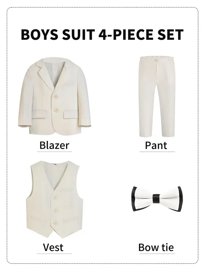 Flower Boys White Jacket Vest Pants Bowtie 4pcs Wedding Suit Children's Host Piano Performance Costome Kids Birthday Outfit Set
Flower Boys White Jacket Vest Pants Bowtie 4pcs Wedding Suit Children's Host Piano Performance Costome Kids Birthday Outfit Set