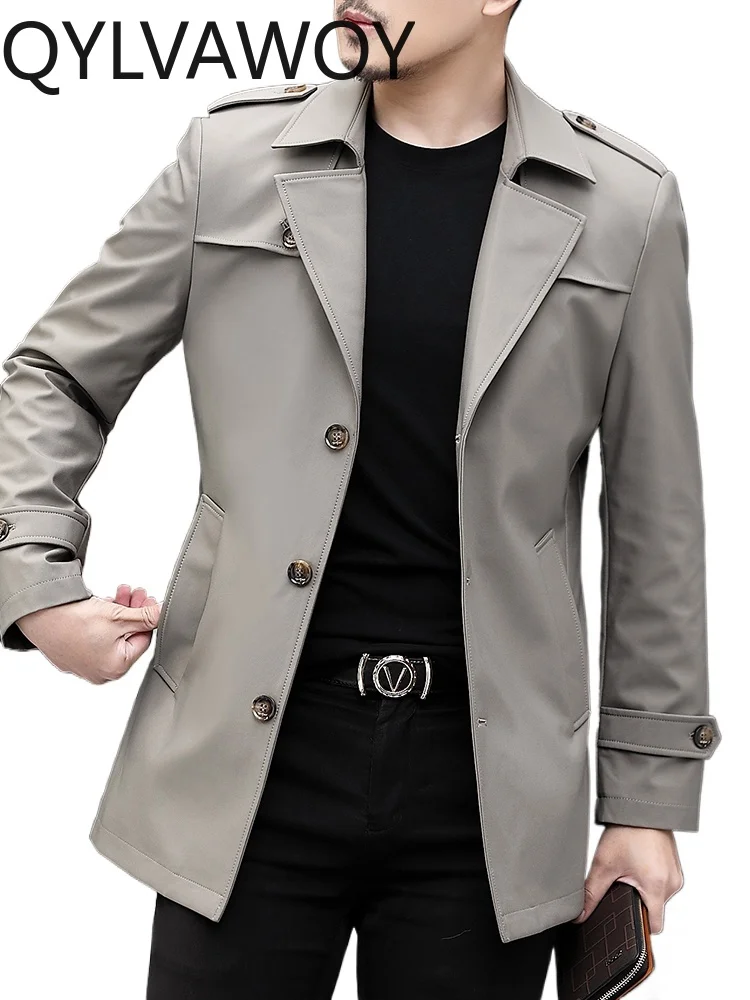QYLVAWOY 100% Polyester New Men's Mid-Length Trench Coat British Style Middle-Aged Solid Color Versatile Casual Outerwear LJ2192
QYLVAWOY 100% Polyester New Men's Mid-Length Trench Coat British Style Middle-Aged Solid Color Versatile Casual Outerwear LJ2192