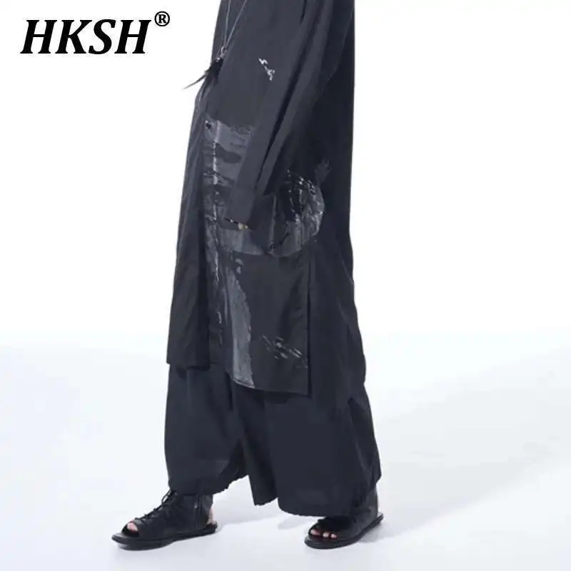 HKSH Spring Summer New Men's Wide Leg Flared Pants Pleat Elastic Binding Drawstring Women Dark Punk Gothic Chic Trousers HK1320
HKSH Spring Summer New Men's Wide Leg Flared Pants Pleat Elastic Binding Drawstring Women Dark Punk Gothic Chic Trousers HK1320