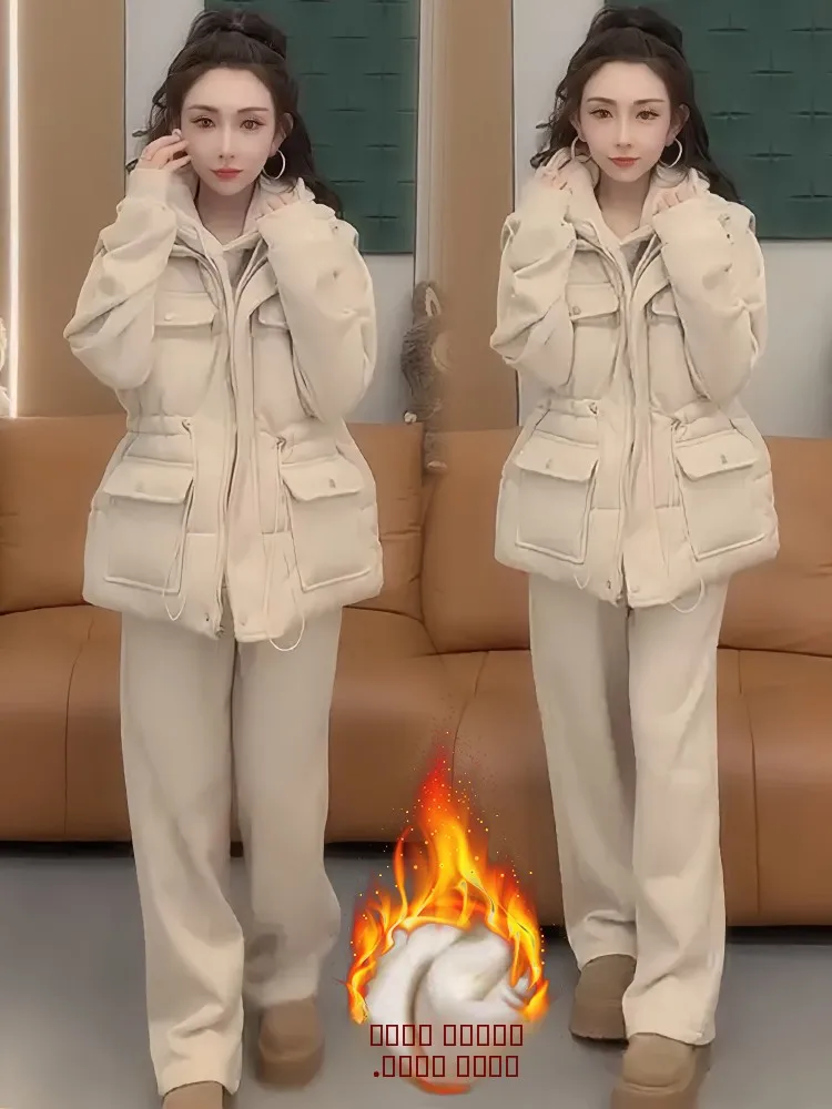 Thiened Fce на подкладке, хлопковая куртка, свободные широкие брюки, комплект из футболки, женская зимняя модная повседневная одежда, теплые сли
Thiened Fce на подкладке, хлопковая куртка, свободные широкие брюки, комплект из футболки, женская зимняя модная повседневная одежда, теплые сли