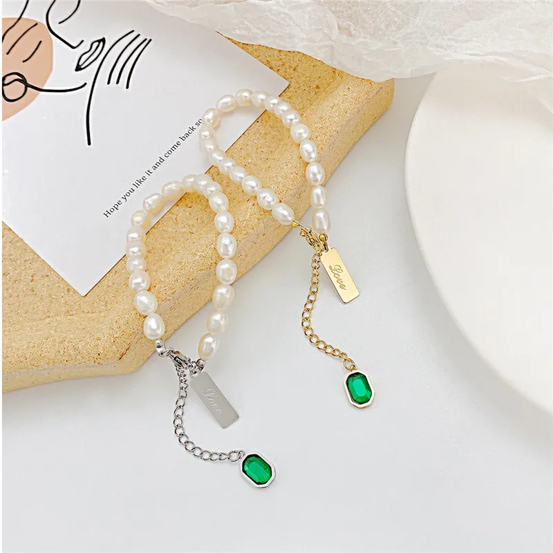 Natural Freshwater Pearl Geometric Green Zircon Bracelet Women Light Luxury Charm Anniversary Gift Jewelry
Natural Freshwater Pearl Geometric Green Zircon Bracelet Women Light Luxury Charm Anniversary Gift Jewelry