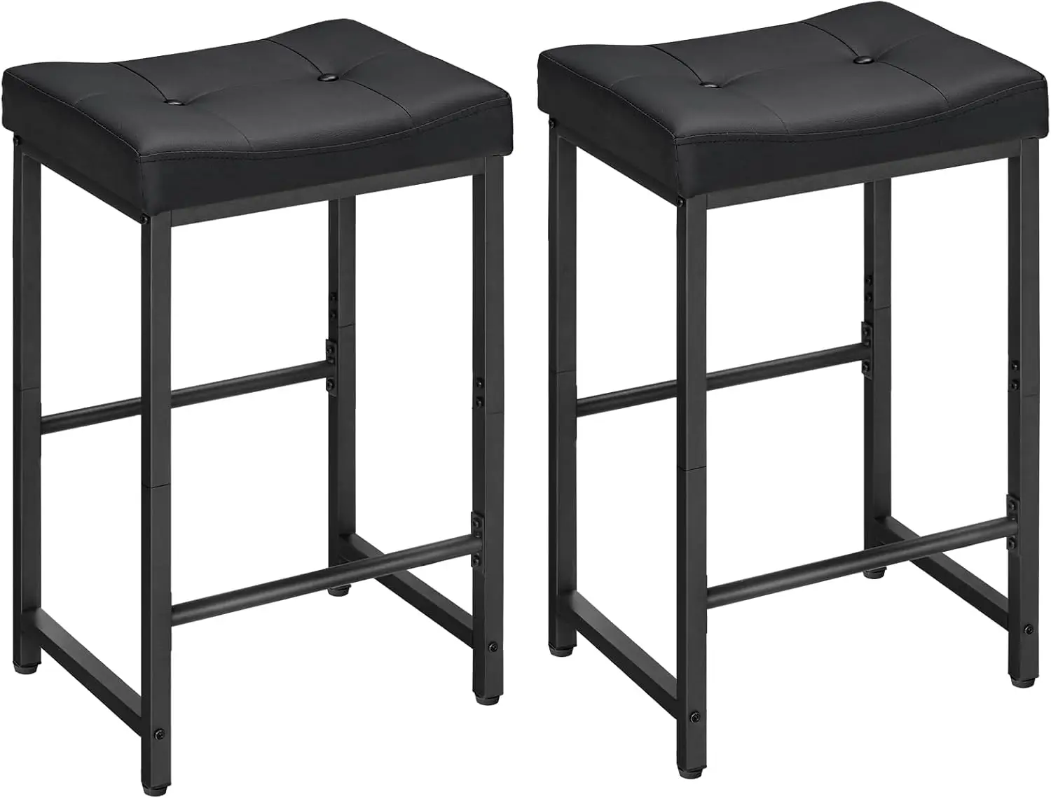 25.4" Saddle Stools with PU Upholstery, Counter Height Stools with Footrest, Kitchen Breakfast Chairs, Black
25.4" Saddle Stools with PU Upholstery, Counter Height Stools with Footrest, Kitchen Breakfast Chairs, Black