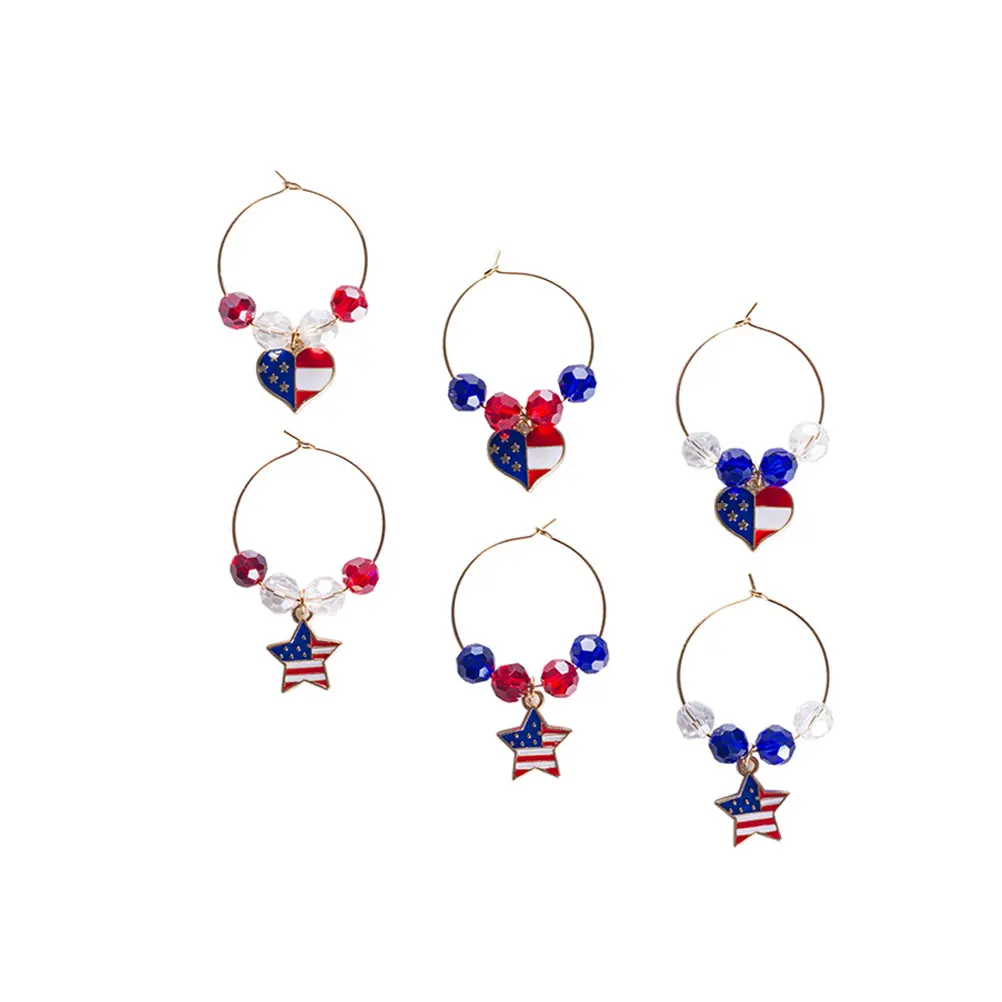 6pcs Metal White Crystal American Flag Glass Identifier Drinking Glass Markers For Restaurant Hotel Bar Glass Charms Tags
6pcs Metal White Crystal American Flag Glass Identifier Drinking Glass Markers For Restaurant Hotel Bar Glass Charms Tags