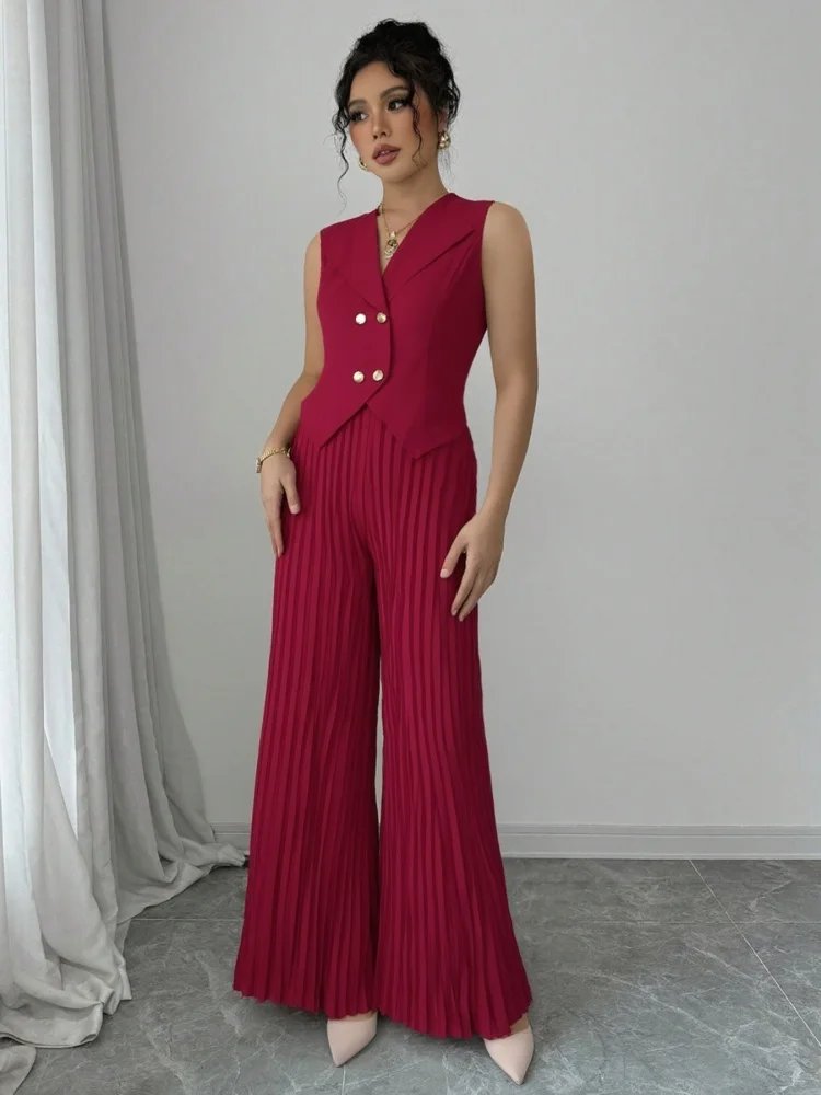 2Pcs Women Sets Fashion Elegant Vest Jacket Pleated Pants 2025 Spring Summer Ladies Solid Color Office Outfits Wear Clothing
2Pcs Women Sets Fashion Elegant Vest Jacket Pleated Pants 2025 Spring Summer Ladies Solid Color Office Outfits Wear Clothing