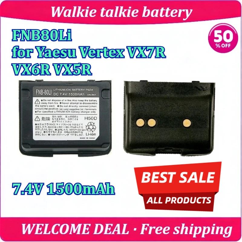 New FNB80Li for Yaesu Vertex VX7R VX6R VX5R Walkie Talkie Battery 7.4V 1500mAh Replacement High Capacity Long Endurance Battery
New FNB80Li for Yaesu Vertex VX7R VX6R VX5R Walkie Talkie Battery 7.4V 1500mAh Replacement High Capacity Long Endurance Battery