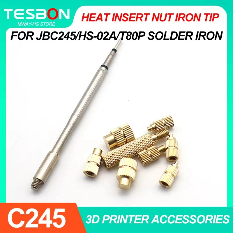 Heat Set Insert Tool,Soldering Iron Tips Come with Thread inserts M2M2.5M3M4M5M6M8,Compatibe with C245 Soldering iron,3DPrinting
Heat Set Insert Tool,Soldering Iron Tips Come with Thread inserts M2M2.5M3M4M5M6M8,Compatibe with C245 Soldering iron,3DPrinting