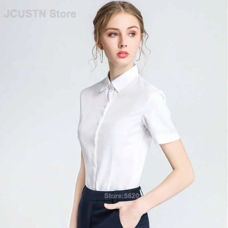 Women's White Short Sleeve Dress Shirt Slim Fit Formal Business Office Work Blouse Wrinkle Resistant Casual Top
Women's White Short Sleeve Dress Shirt Slim Fit Formal Business Office Work Blouse Wrinkle Resistant Casual Top