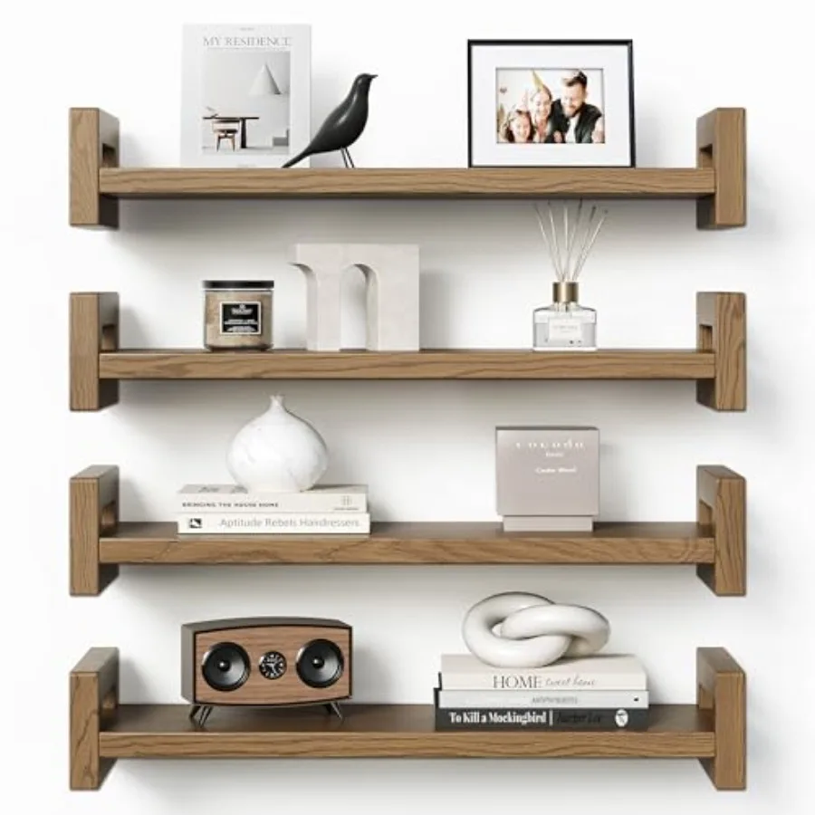 Floating Shelves for Wall, Set of 4 Solid Wood Wall Mounted Shelves, 16" Rustic Walnut Display Shelf with Reinforced Hardware f
Floating Shelves for Wall, Set of 4 Solid Wood Wall Mounted Shelves, 16" Rustic Walnut Display Shelf with Reinforced Hardware f