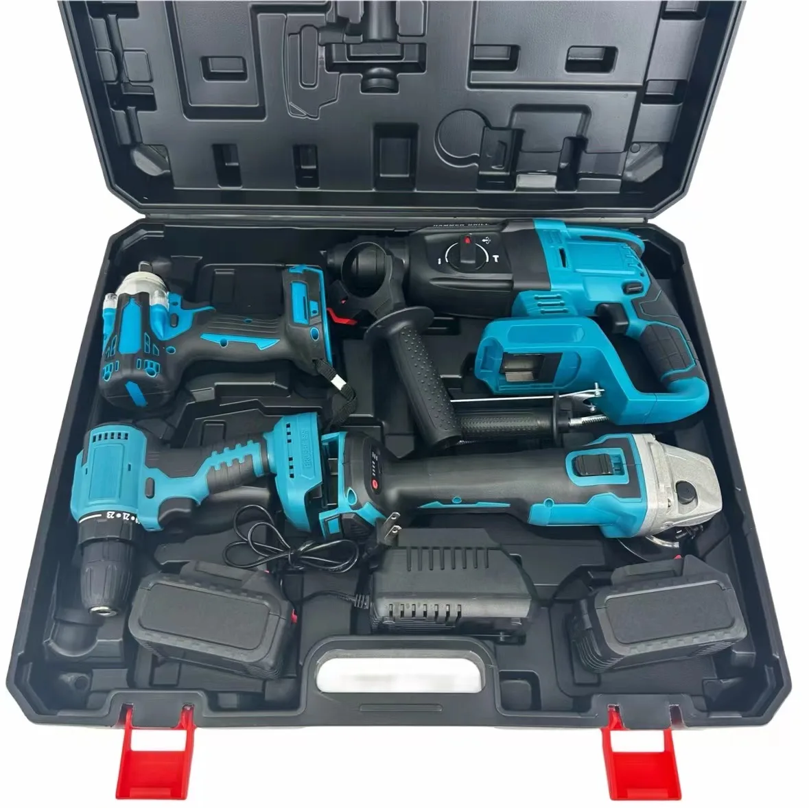 Set of Four Electric DIY Grade Brushless Li-Ion Battery Tools Drill Impact Wrench Angle Grinder Mechanical Hammer
Set of Four Electric DIY Grade Brushless Li-Ion Battery Tools Drill Impact Wrench Angle Grinder Mechanical Hammer