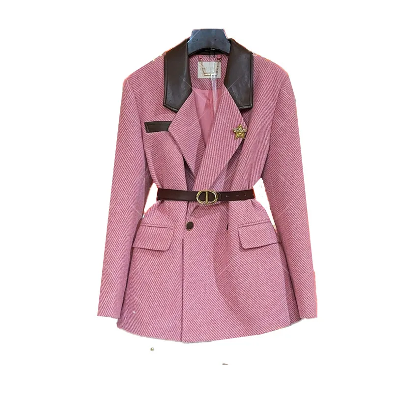 Spring Autumn New Fashion Splicing Blazer Coat Women Double-Breasted Wool Suit Jacket Elegant Office Ladies Slim Blazers W1056
Spring Autumn New Fashion Splicing Blazer Coat Women Double-Breasted Wool Suit Jacket Elegant Office Ladies Slim Blazers W1056