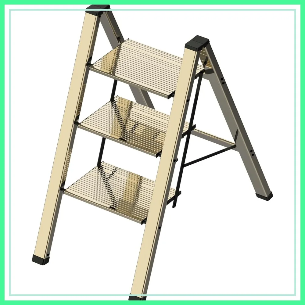 3 Step Lightweight Folding Ladder, 330 lbs Aluminum Anti-Slip Step Stool for Home, Kitchen, Closet - Champagne Gold
3 Step Lightweight Folding Ladder, 330 lbs Aluminum Anti-Slip Step Stool for Home, Kitchen, Closet - Champagne Gold