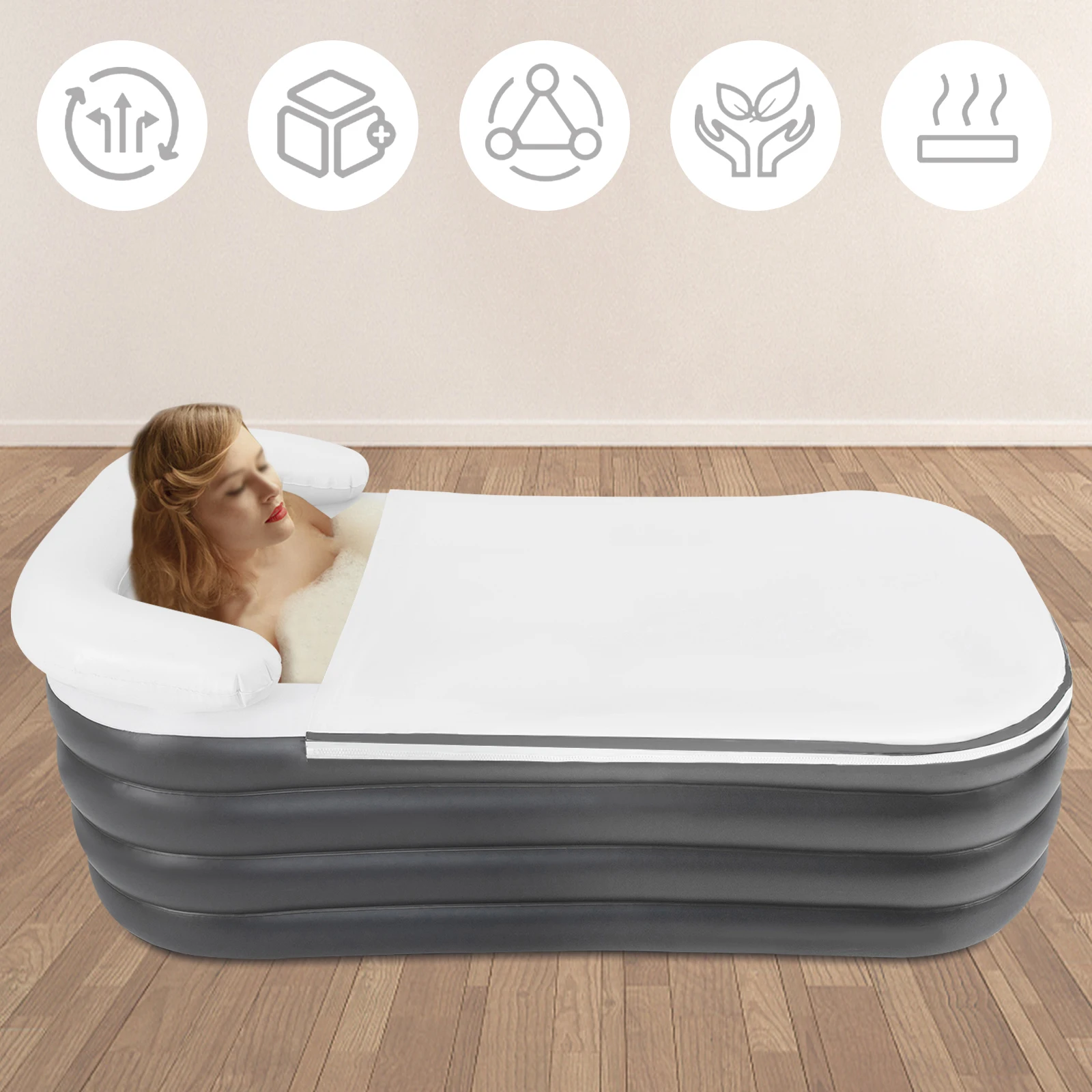 152cm Foldable Portable Standing Bathtub Inflatable Bathtub Unisex SPA Bathtub for Shower Stall Hot Bath and Ice Bath
152cm Foldable Portable Standing Bathtub Inflatable Bathtub Unisex SPA Bathtub for Shower Stall Hot Bath and Ice Bath