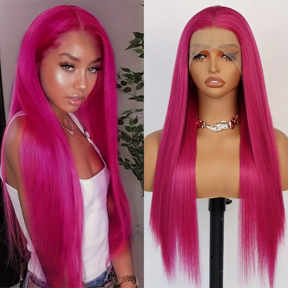 Hot Pink Straight Synthetic Lace Front Wig Pre Plucked 13x4 HD Synthetic Wigs for Women Glueless Wigs for Everyday Use
Hot Pink Straight Synthetic Lace Front Wig Pre Plucked 13x4 HD Synthetic Wigs for Women Glueless Wigs for Everyday Use