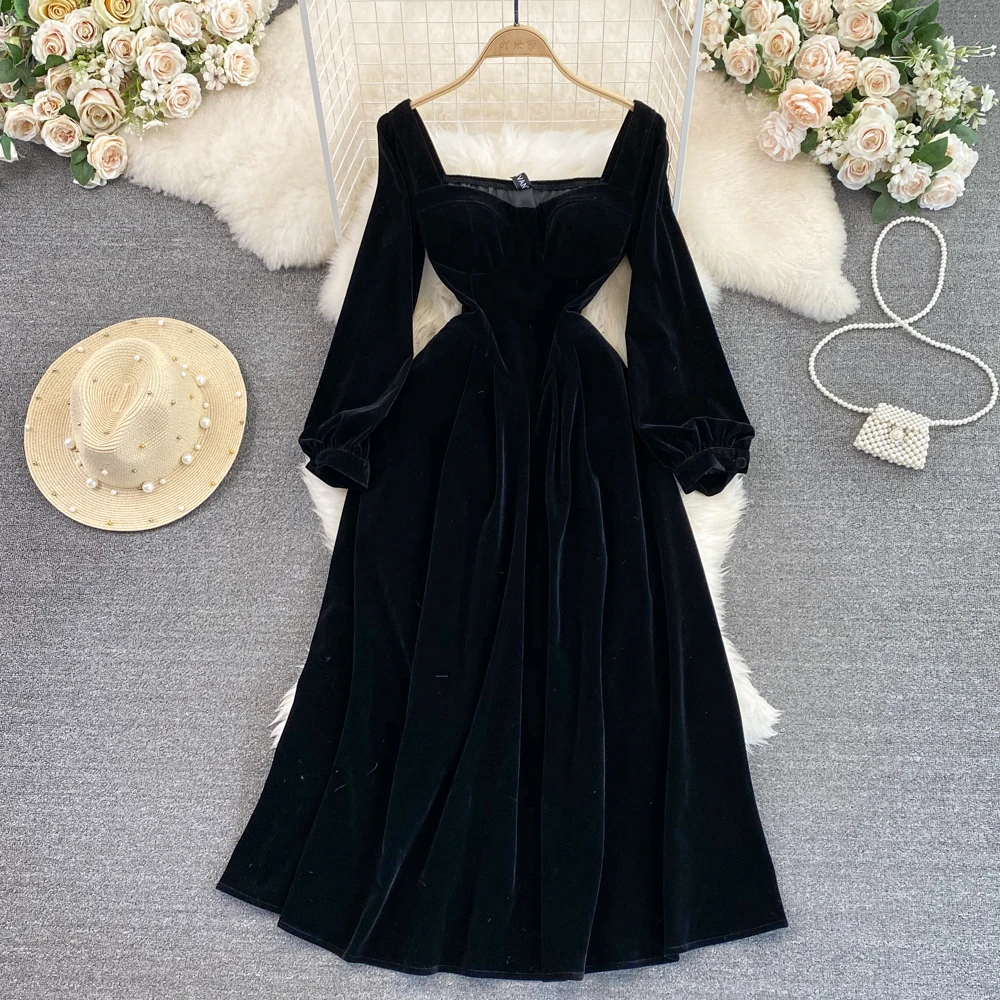 Long Sleeve Basic Square Neck Maxi Women Sexy Elegant Streetwear Solid Lady Vintage Pleated Zipper Spring Autumn Robe Dresses
Long Sleeve Basic Square Neck Maxi Women Sexy Elegant Streetwear Solid Lady Vintage Pleated Zipper Spring Autumn Robe Dresses