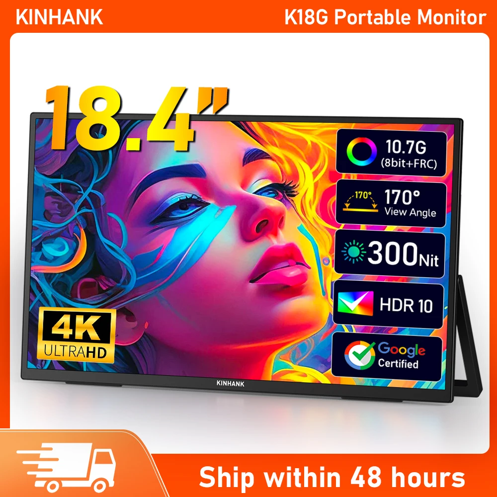 KINHANK K18G 18.4" 4K Portable Monitor with Google TV HDR10 85%NTSC Gaming Monitor for PC Laptop Phone Xbox PS4 PS5 Switch
KINHANK K18G 18.4" 4K Portable Monitor with Google TV HDR10 85%NTSC Gaming Monitor for PC Laptop Phone Xbox PS4 PS5 Switch