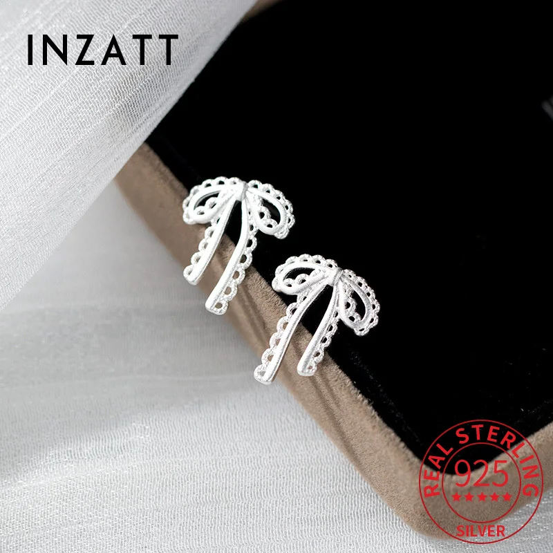 INZATT Real 925 Sterling Silver Lace Bowknot Stud Earrings for Women Classic Fine Jewelry Minimalist Accessory
INZATT Real 925 Sterling Silver Lace Bowknot Stud Earrings for Women Classic Fine Jewelry Minimalist Accessory