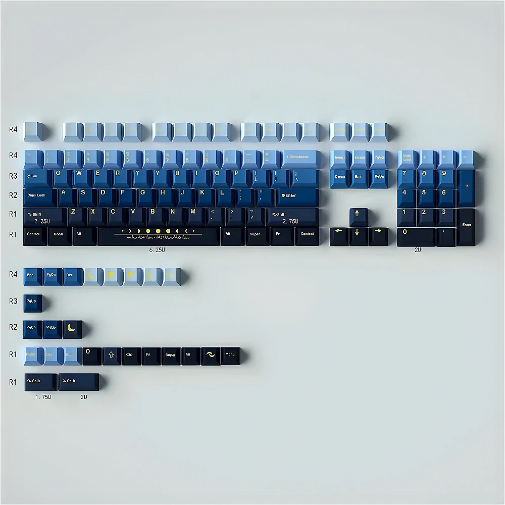 Moonrise gradient blue large full set of mechanical keyboard keycaps 152 keys PBT heat sublimation cherry original height
Moonrise gradient blue large full set of mechanical keyboard keycaps 152 keys PBT heat sublimation cherry original height