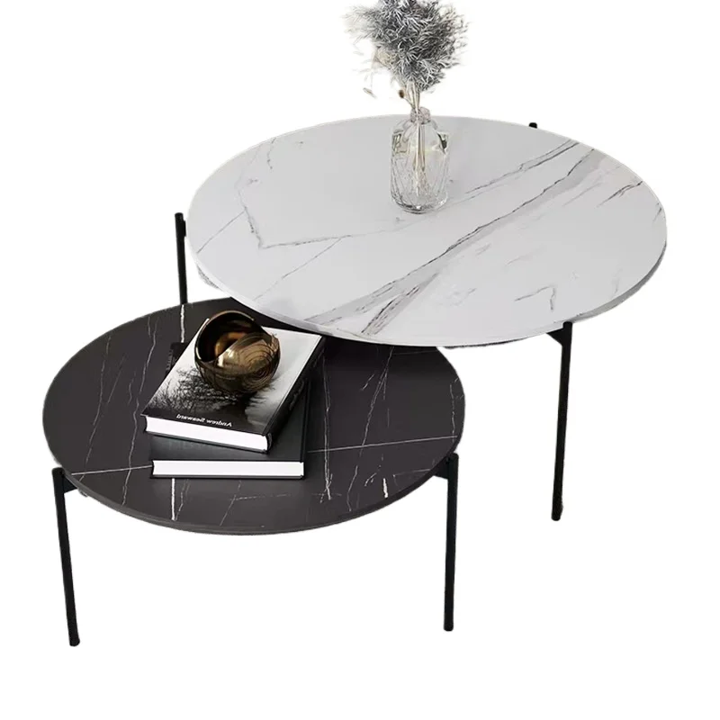 Black and white rock slab round metal tripod coffee table, living room bar casual tea table
Black and white rock slab round metal tripod coffee table, living room bar casual tea table