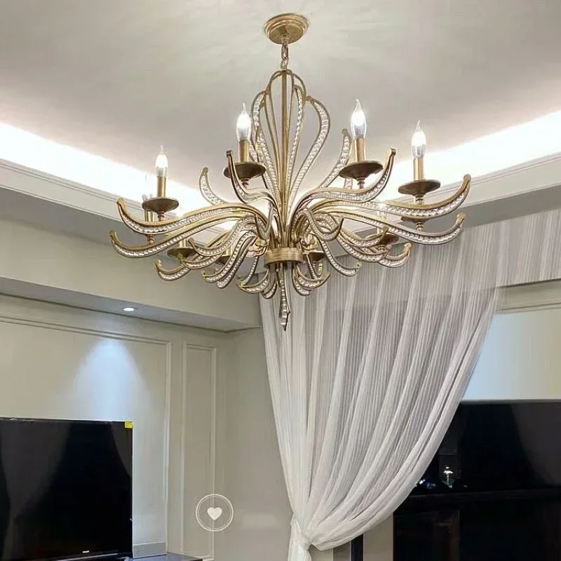 SANDYHA American Retro Crystal Chandeliers French Creative Candle Design Led Lamp for Bedroom Living Room Study Pendant Lighting
SANDYHA American Retro Crystal Chandeliers French Creative Candle Design Led Lamp for Bedroom Living Room Study Pendant Lighting