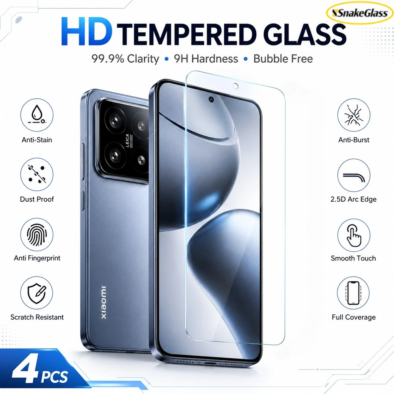 4PCS Tempered Film for Xiaomi 17 Ultra 17 Pro Max 15 14T 13T 12T 11T 10T 9T Pro 8 Screen Protector Anti-Scratch Protective Glass
4PCS Tempered Film for Xiaomi 17 Ultra 17 Pro Max 15 14T 13T 12T 11T 10T 9T Pro 8 Screen Protector Anti-Scratch Protective Glass