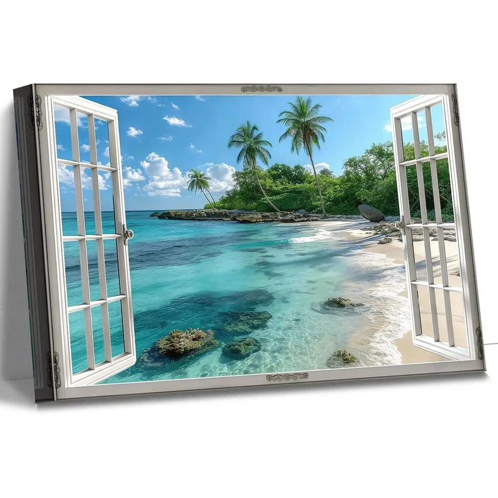 Пляжный холст-постер, картина в стиле тропического острова, декор с изображением кораллового рифа и пальм, принты 48x36 дюймов для гостиной
Пляжный холст-постер, картина в стиле тропического острова, декор с изображением кораллового рифа и пальм, принты 48x36 дюймов для гостиной